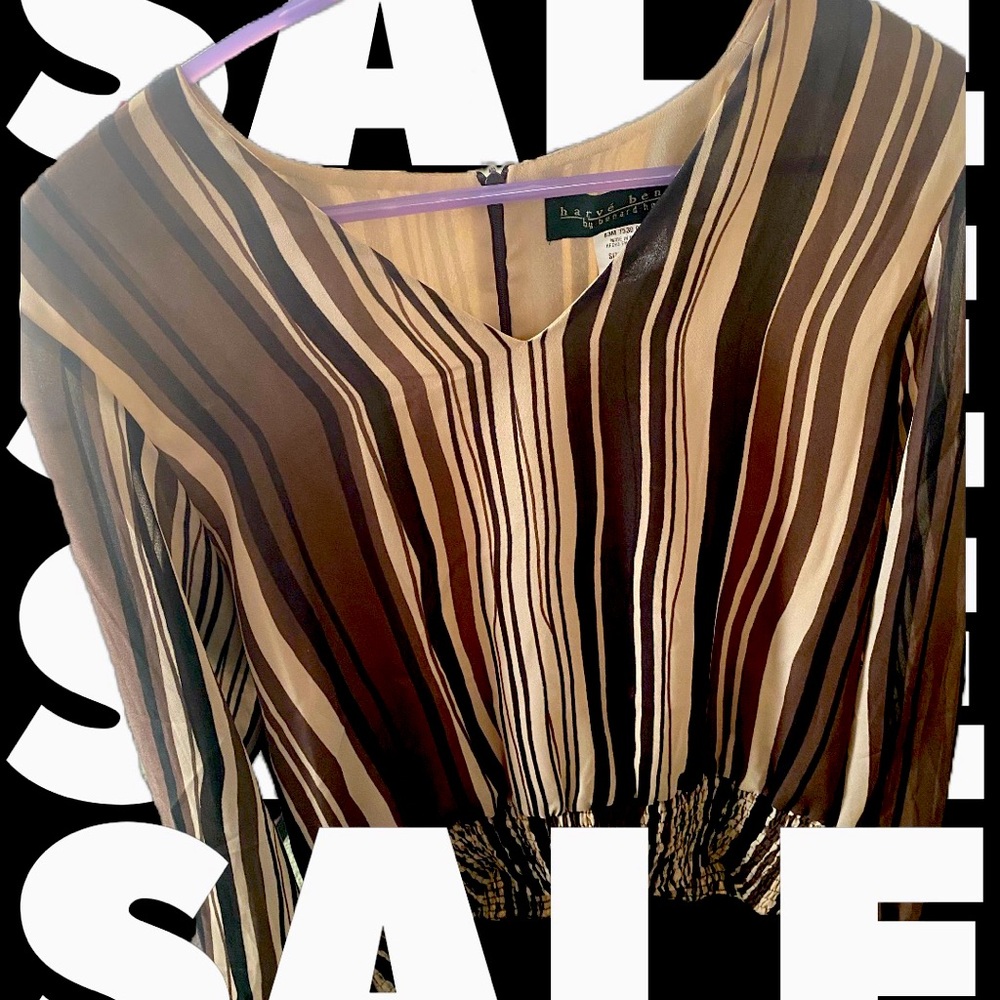 Brown and cream striped top